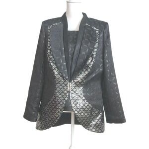 Louise Ricci 2Pc Jacket Top 16 Black Textured Shimmer Formal‎ Upscale Cocktail